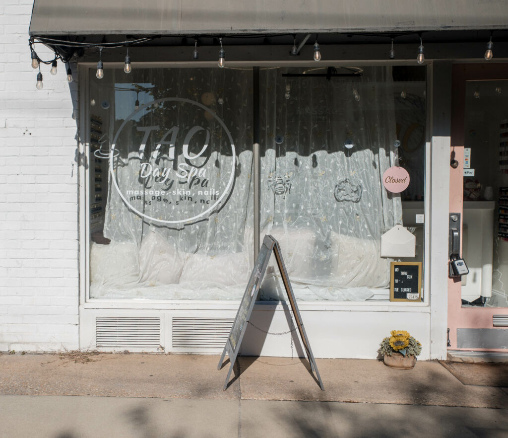 Tao Day Spa Window in Five Points in Raleigh NC